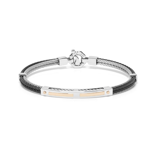 Baraka 316L Bracelet BR312411ROAC-02, a men's bracelet in rose gold and stainless steel set with diamonds