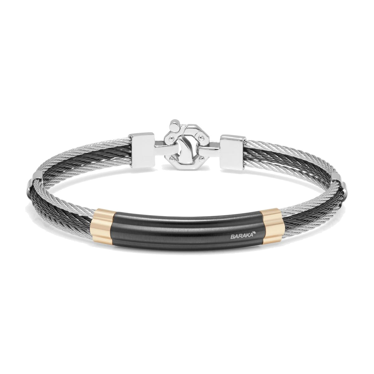 Baraka 316L Bracelet BR312801ROGR-02, a men's bracelet in rose gold and stainless steel set with diamonds