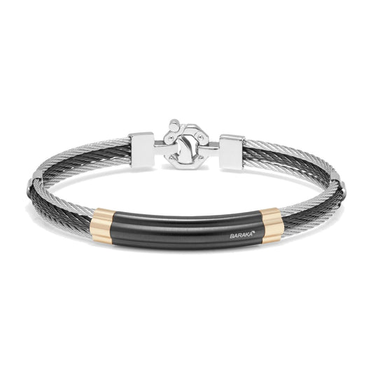 Baraka 316L Bracelet BR312801ROGR-02, a men's bracelet in rose gold and stainless steel set with diamonds