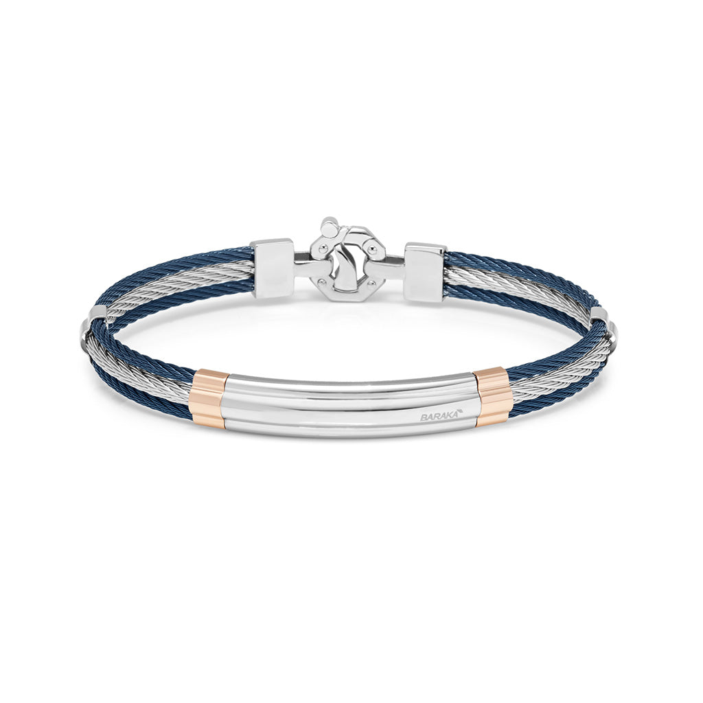 Baraka 316L Bracelet BR312811ROAC-02, a men's bracelet in rose gold and stainless steel set with diamonds