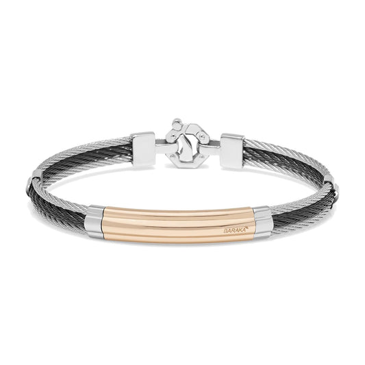 Baraka 316L Bracelet BR312821ROAC-02, a men's bracelet in rose gold and stainless steel set with diamonds
