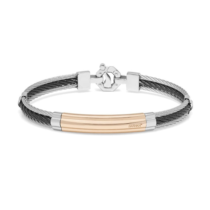Baraka 316L Bracelet BR312821ROAC-02, a men's bracelet in rose gold and stainless steel set with diamonds