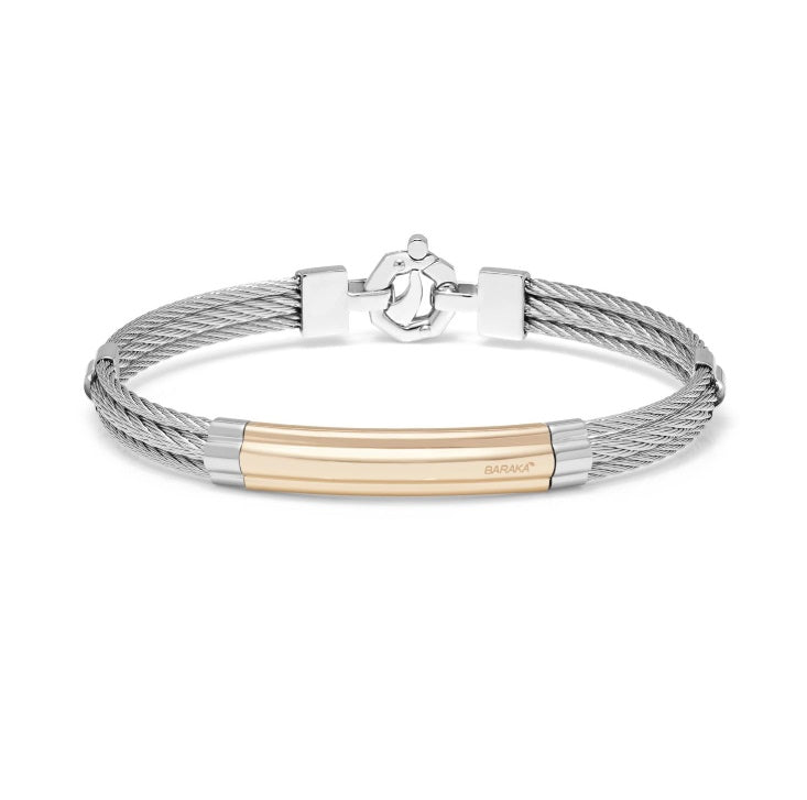 Baraka 316L Bracelet BR312841ROAC-02, a men's bracelet in rose gold and stainless steel set with diamonds