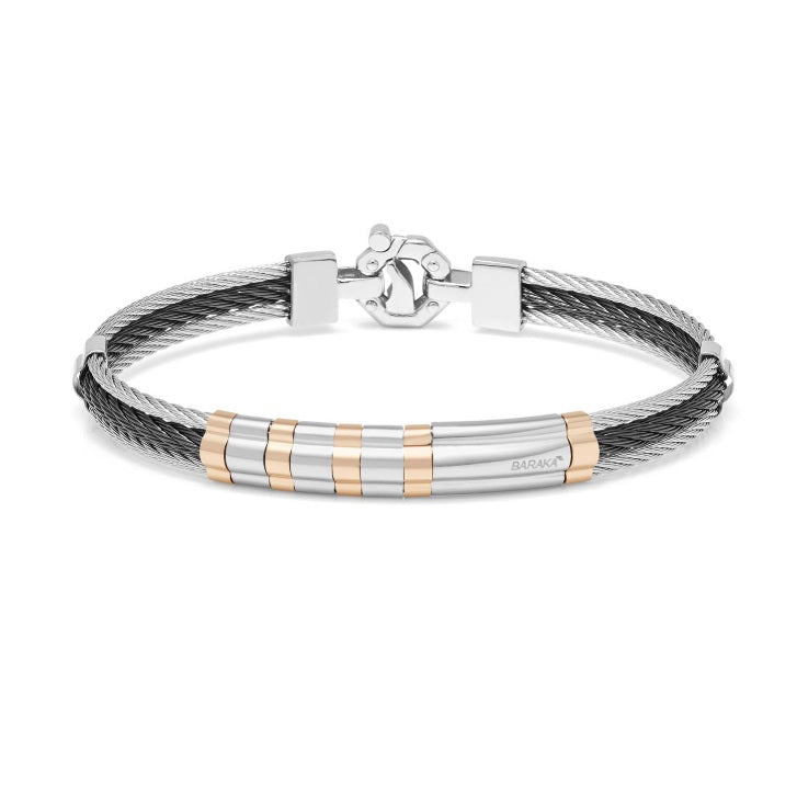 Baraka 316L Bracelet BR312901ROAC-02, a men's bracelet in rose gold and stainless steel set with diamonds
