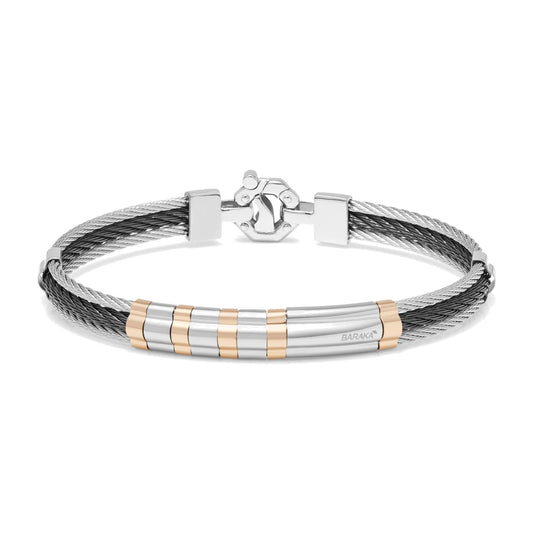 Baraka 316L Bracelet BR312901ROAC-02, a men's bracelet in rose gold and stainless steel set with diamonds