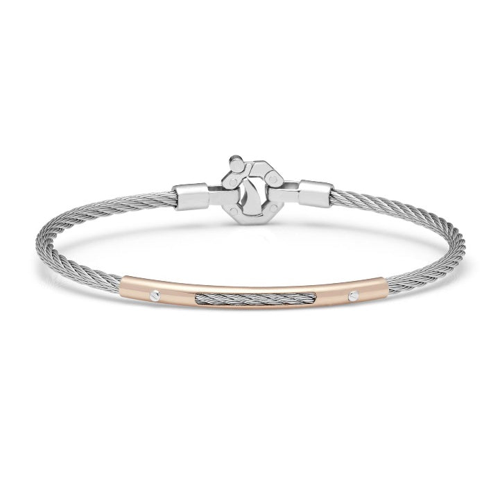 Baraka 316L Bracelet BR312221ROAC-02, a men's bracelet in rose gold and stainless steel set with diamonds