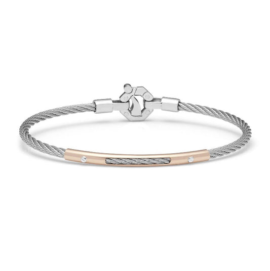 Baraka 316L Bracelet BR312221ROAC-02, a men's bracelet in rose gold and stainless steel set with diamonds