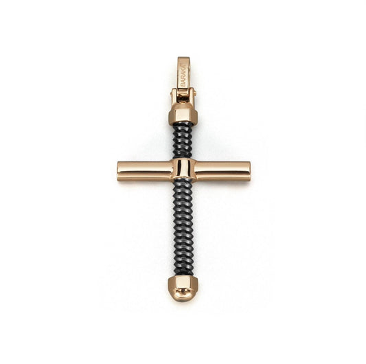 Baraka 316L Cross CR334501ROAN, a men's cross in rose gold and stainless steel