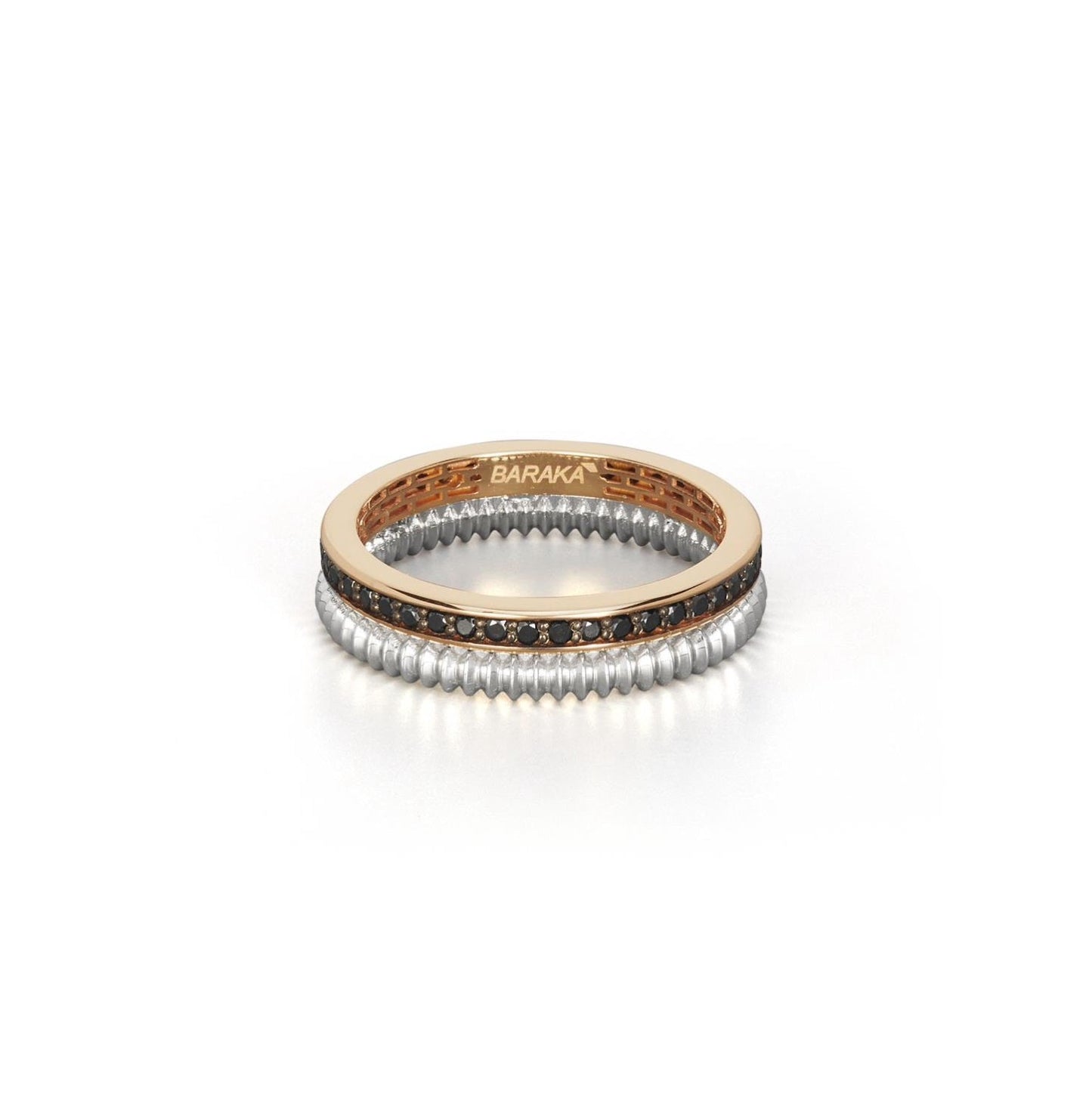 Baraka Diamonds Ring AN334301BRDN, a men's ring in rose and white gold set with diamonds