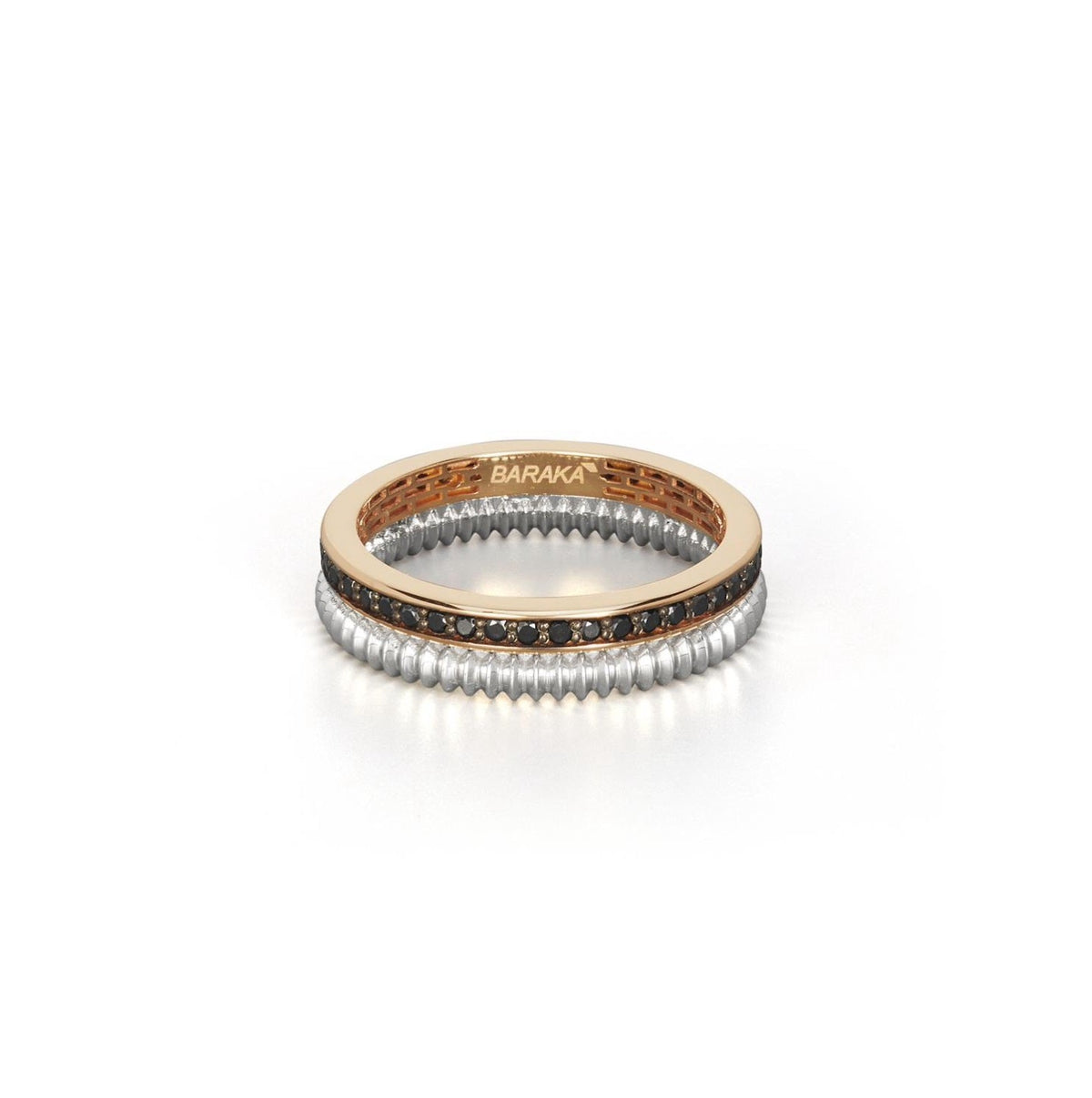 Baraka Diamonds Ring AN334301BRDN, a men's ring in rose and white gold set with diamonds