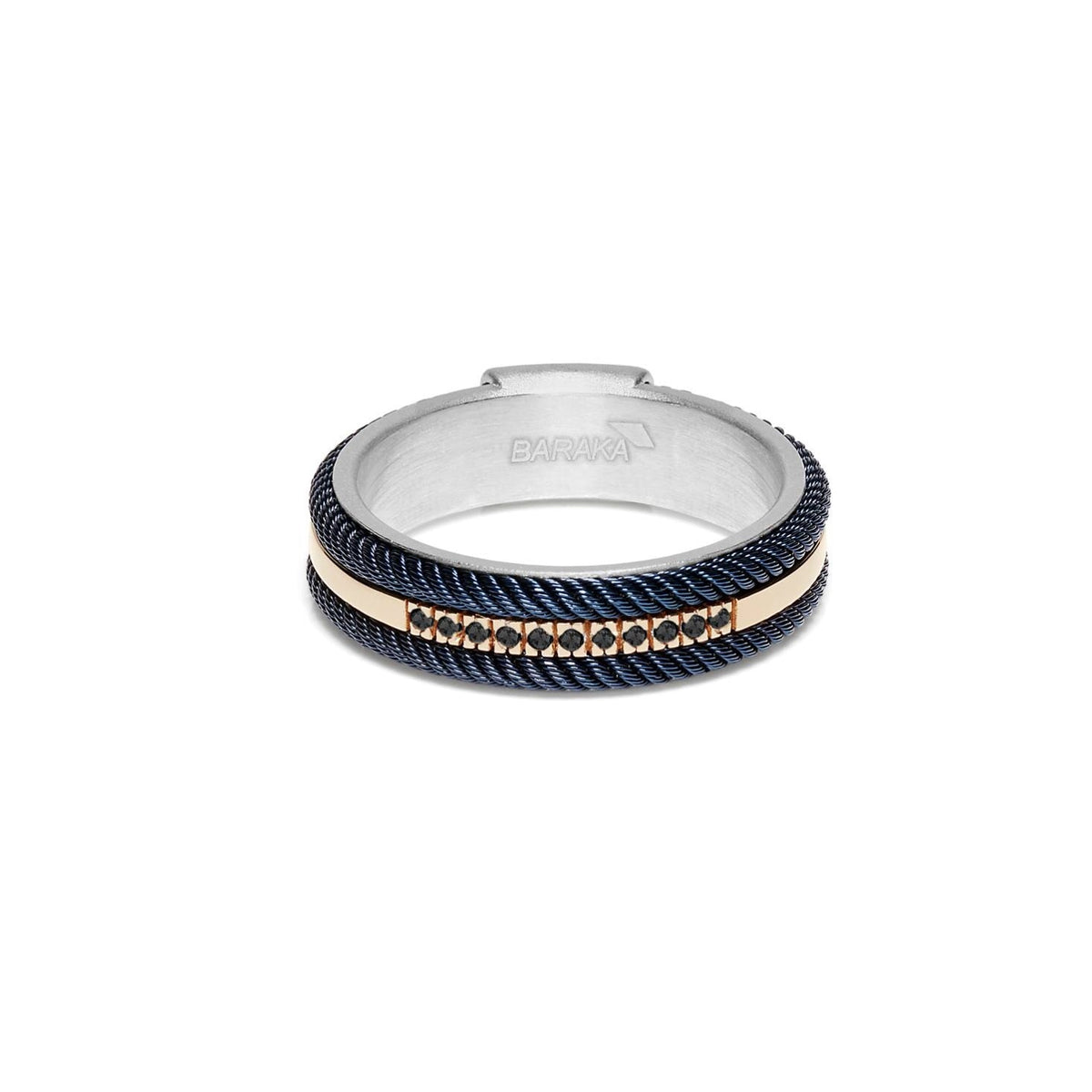 Baraka 316L Ring AN293041RODN-11, a men's ring in rose gold and silver set with diamonds