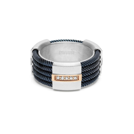 Baraka 316L Ring AN293081RODB-08, a men's ring in rose gold and silver set with diamonds