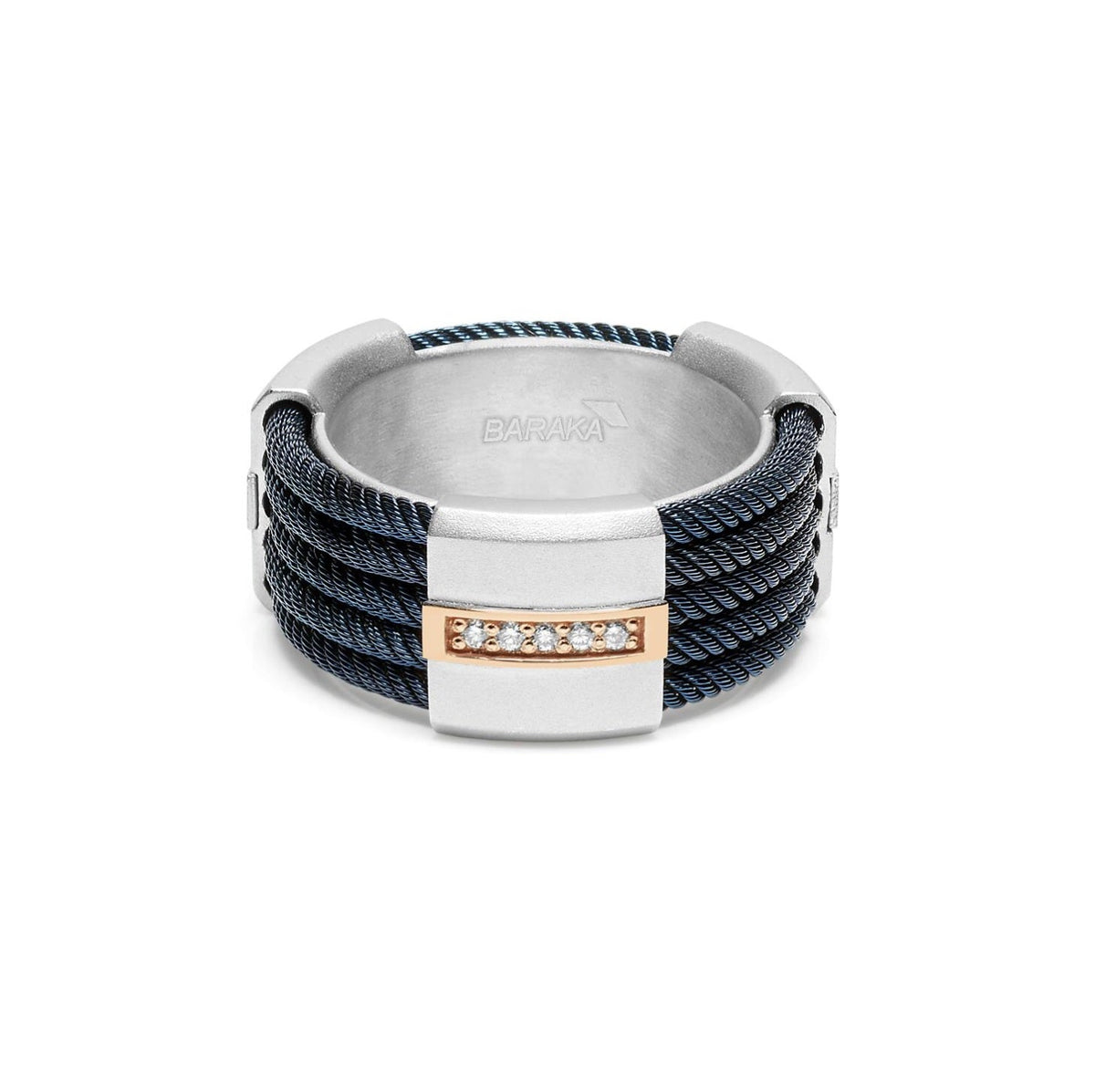 Baraka 316L Ring AN293081RODB-08, a men's ring in rose gold and silver set with diamonds