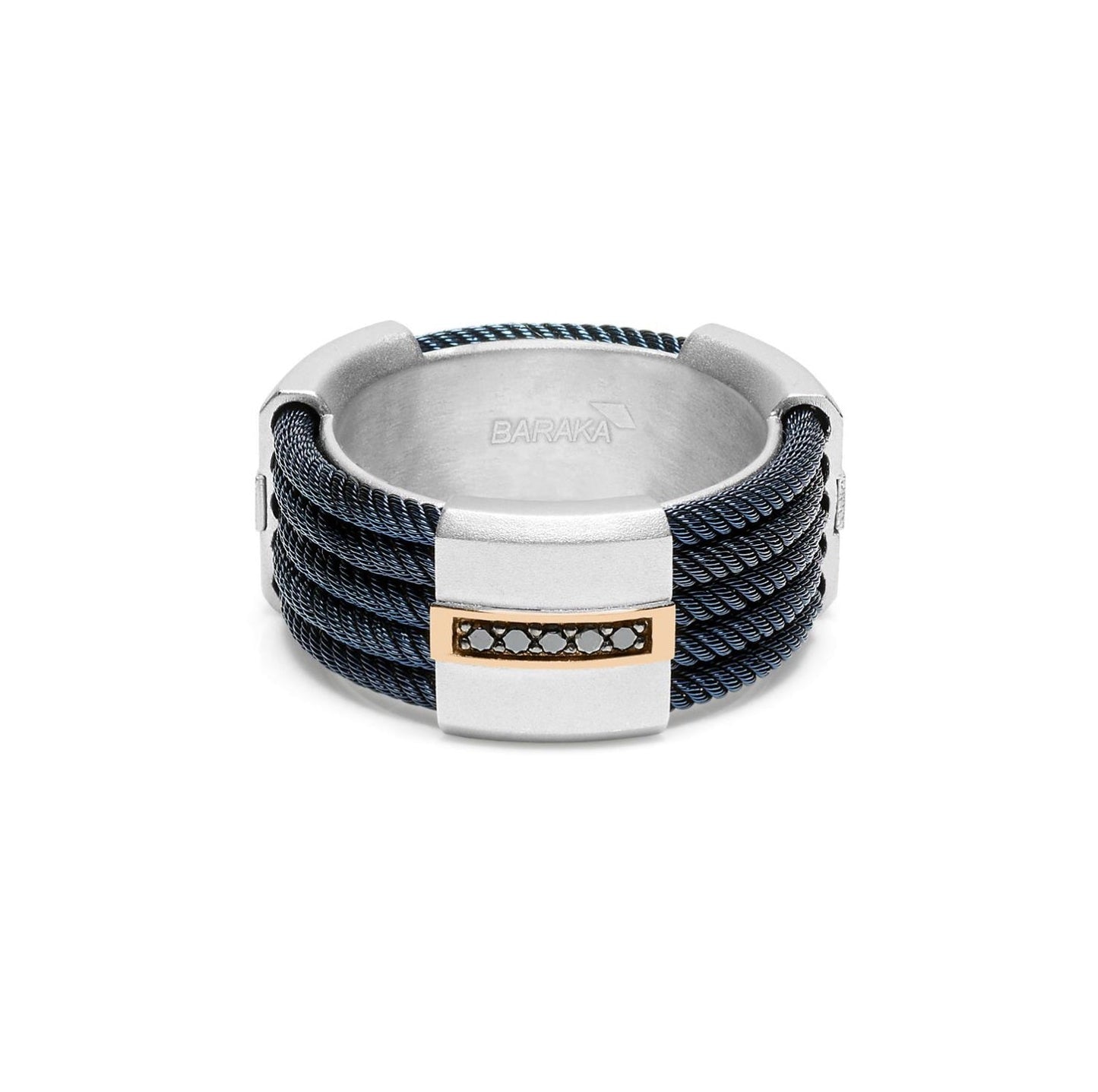 Baraka 316L Ring AN293091RODN-08, a men's ring in rose gold and silver set with diamonds