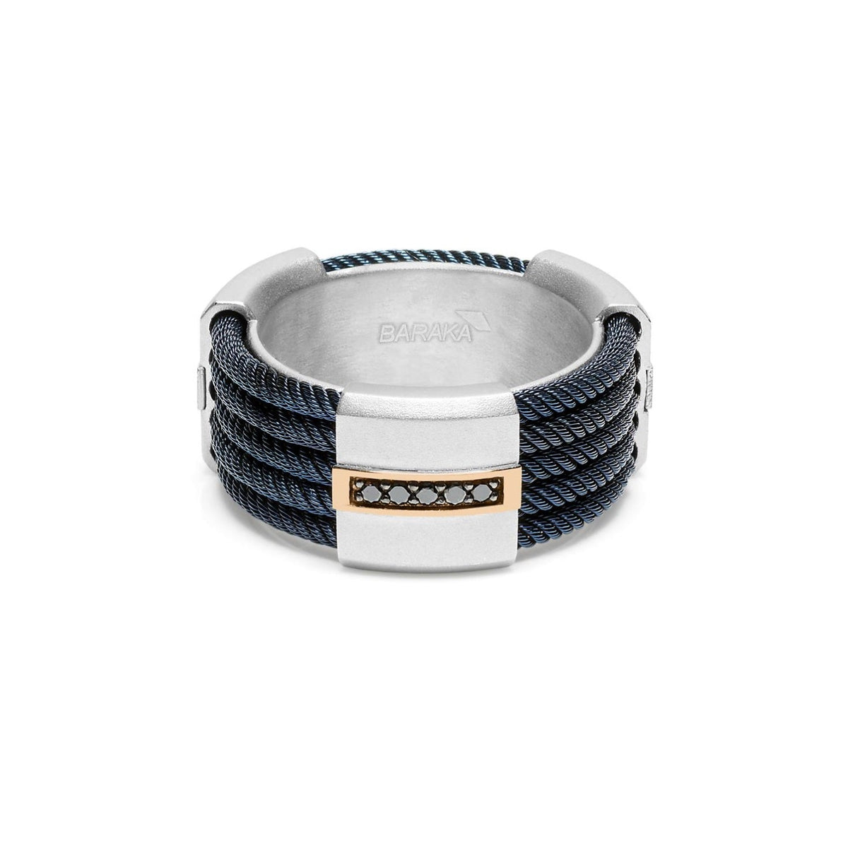 Baraka 316L Ring AN293091RODN-08, a men's ring in rose gold and silver set with diamonds