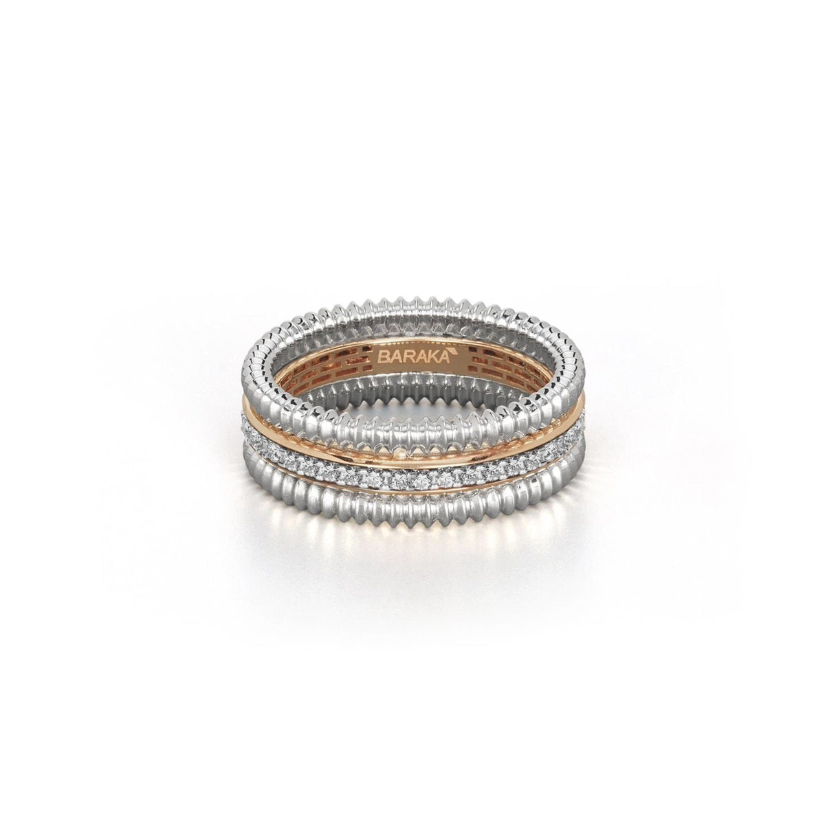 Baraka Diamonds Ring AN334201BRDB, a men's ring in rose and white gold set with diamonds