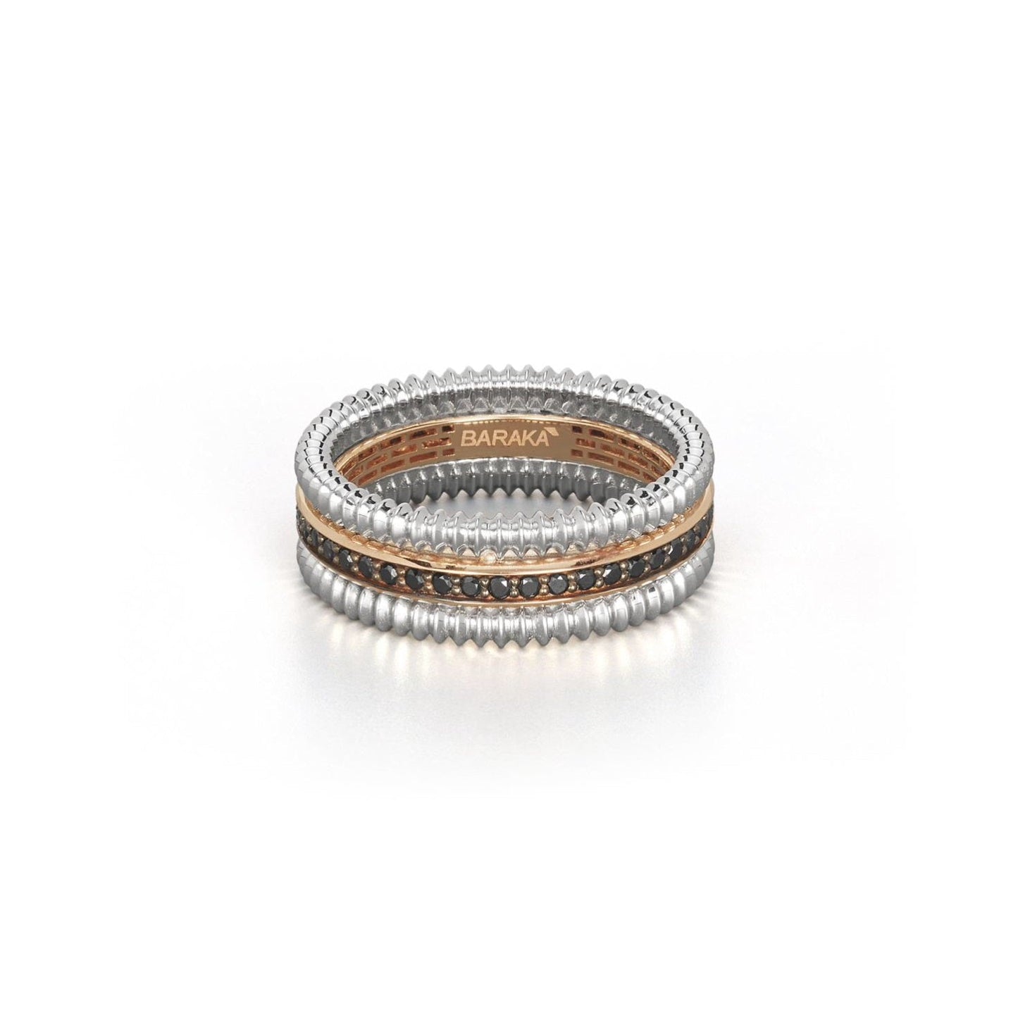 Baraka Diamonds Ring AN334201BRDN, a men's ring in rose and white gold set with diamonds