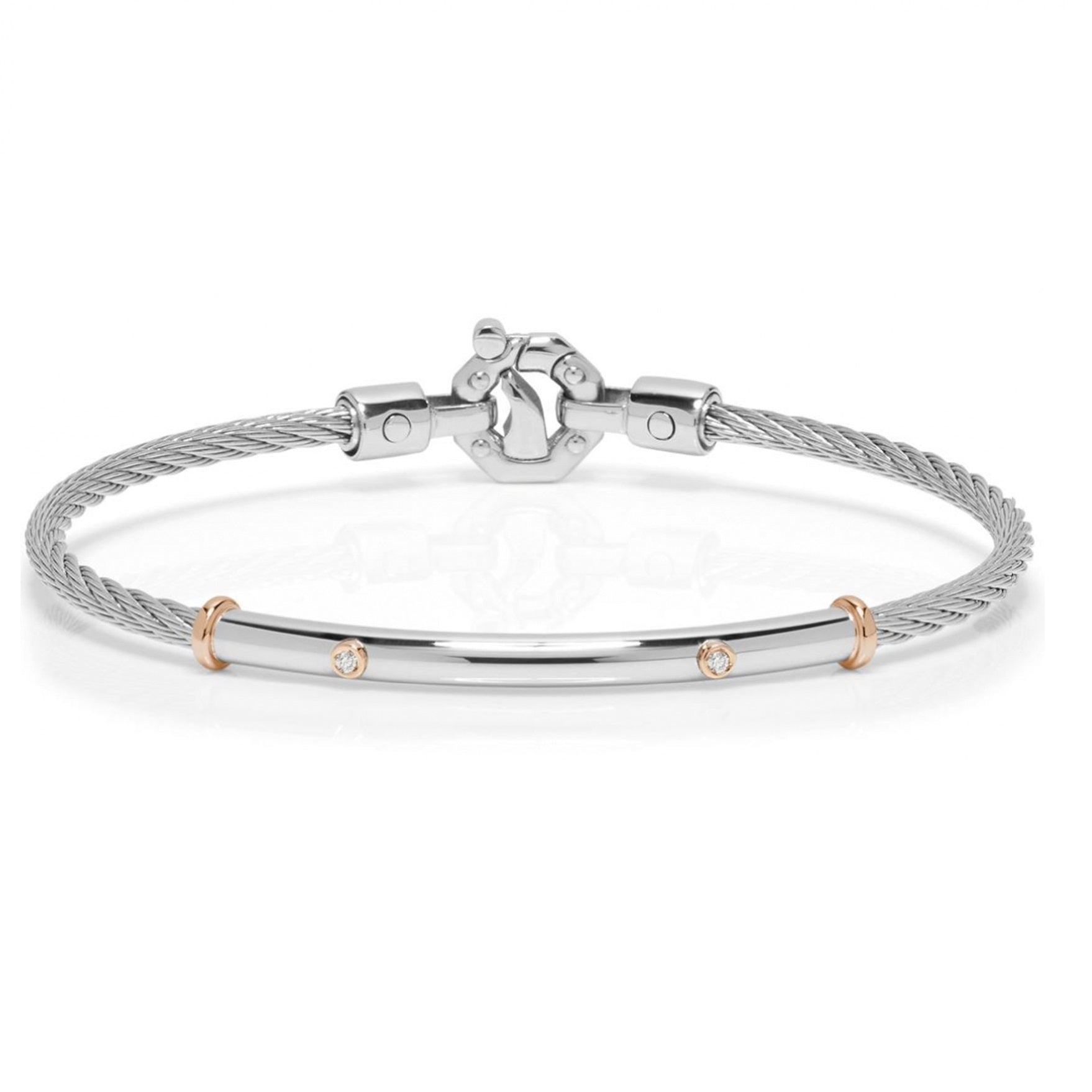 Baraka 316L Bracelet BR332201RODB-05, a men's bracelet in rose gold and stainless steel set with diamonds