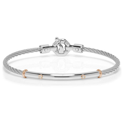 Baraka 316L Bracelet BR332201RODB-05, a men's bracelet in rose gold and stainless steel set with diamonds