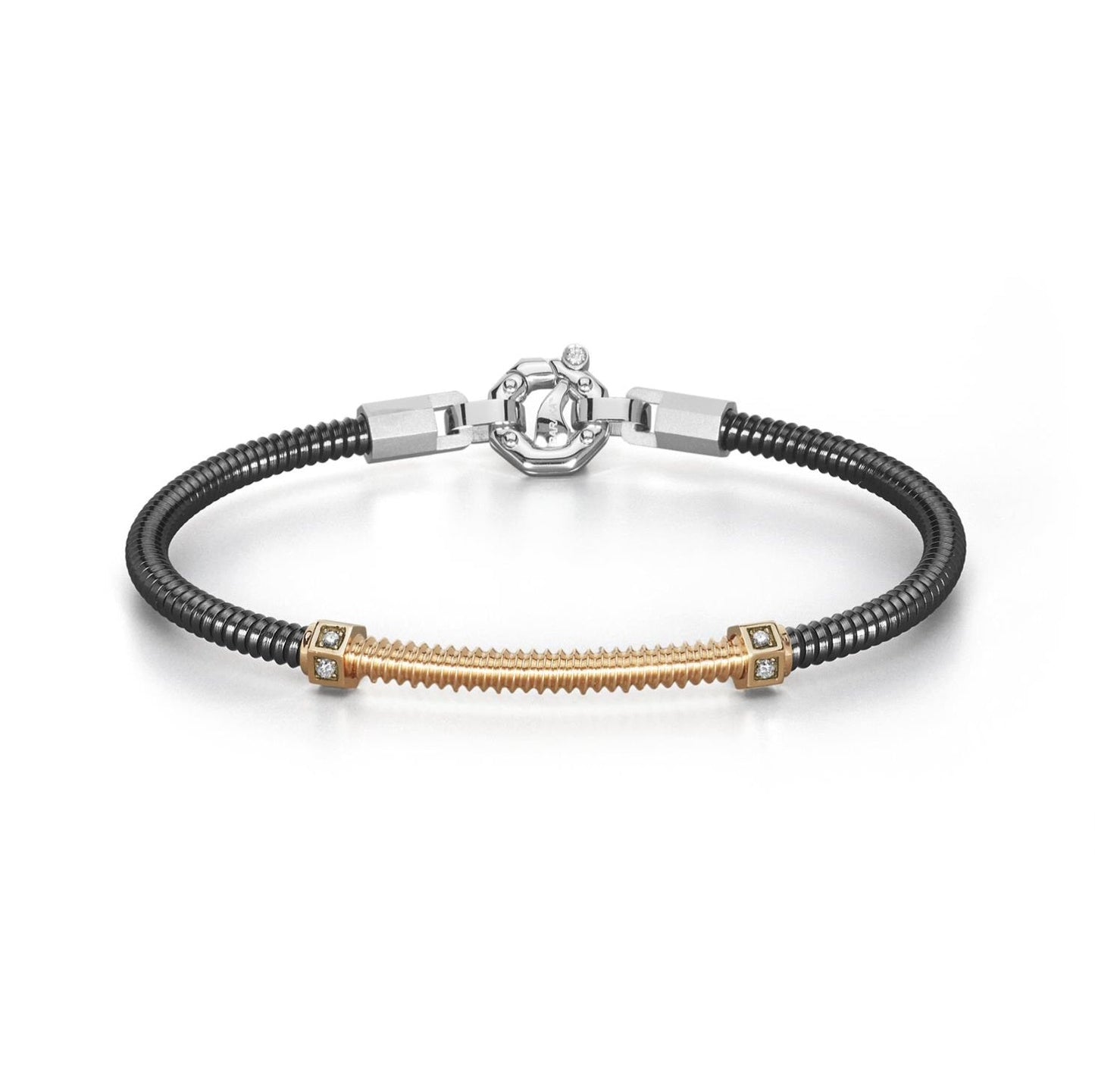 Baraka 316L Bracelet BR334101RODB-14, a men's bracelet in rose gold and stainless steel set with diamonds