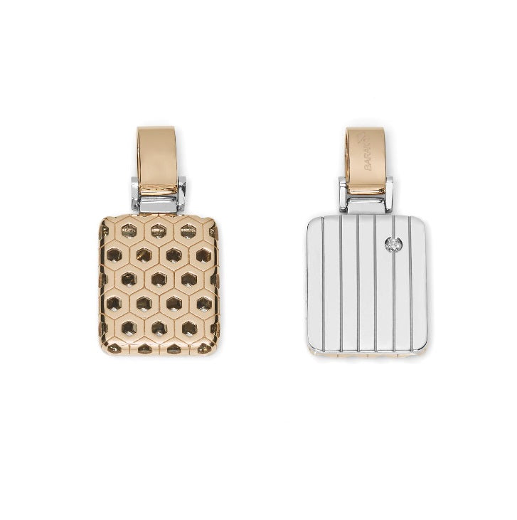 Baraka Alveare Pendant CI283161BRDB-04, a men's pendant in rose and white gold set with diamonds