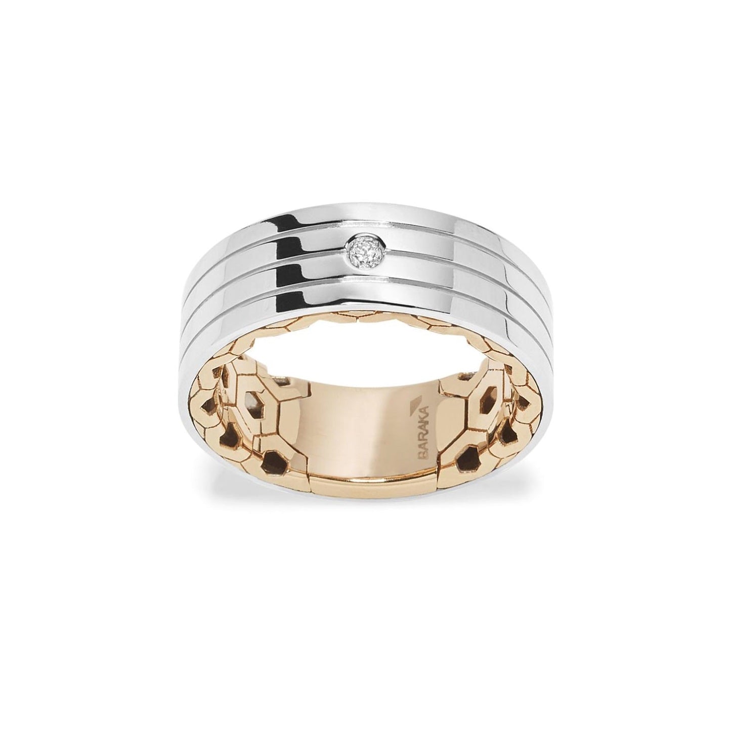 Baraka Alveare Ring AN283161BRDB-04, a men's ring in rose and white gold set with diamonds