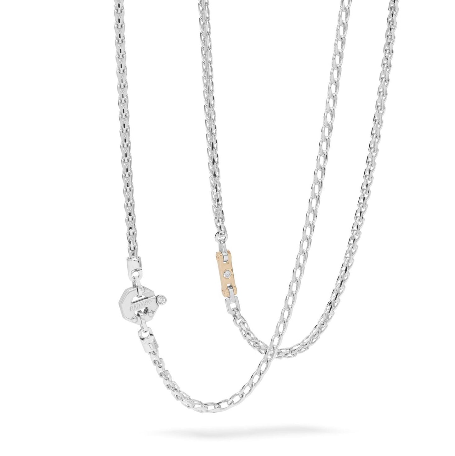 Baraka Artica Chain GC314241BRDB-03, a men's chain in rose and white gold and stainless steel set with diamonds