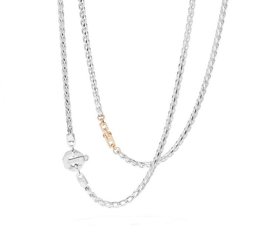 Baraka Artica Chain GC314221BRLU-02, a men's chain in rose and white gold and stainless steel set with diamonds