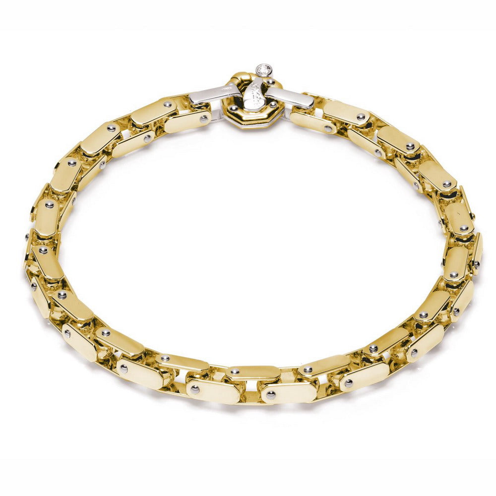 Baraka Kardano Bracelet BR211381GBLU-02, a men's bracelet in white and yellow gold set with diamonds
