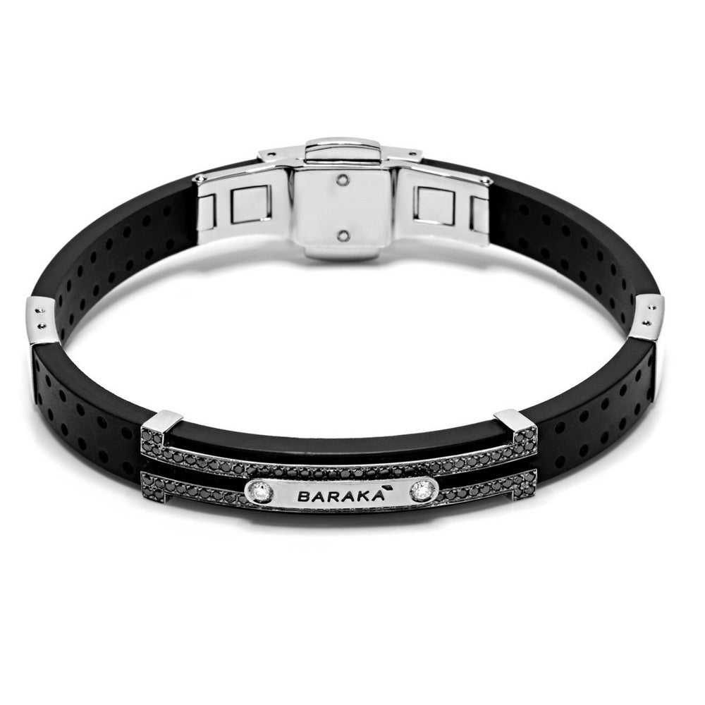 Baraka Vortex Bracelet BR214421BIBN-68, a men's bracelet in white gold and stainless steel set with diamonds
