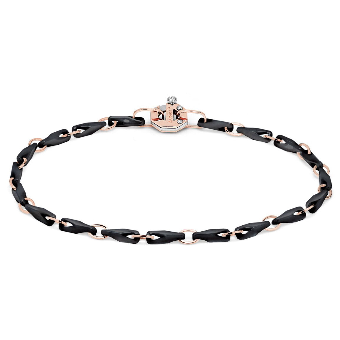 Baraka Cyborg Ceramic Bracelet BR243281ROCN-02, a men's bracelet in rose gold and black ceramic set with diamonds