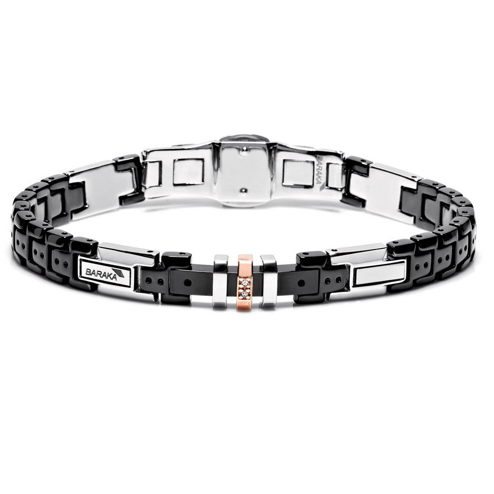 Baraka Kabala Bracelet BR245041RODB-02, a men's bracelet in rose gold and stainless steel set with diamonds