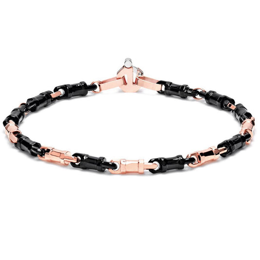 Baraka Cyborg Ceramic Bracelet BR245141ROCN-02, a men's bracelet in rose gold and black ceramic set with diamonds