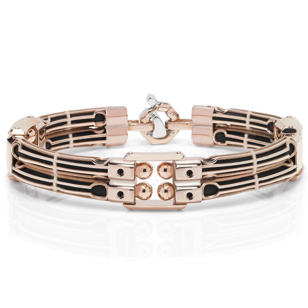 Baraka Kardano Bracelet BR275071RODN-08, a men's bracelet in rose gold and rubber set with diamonds