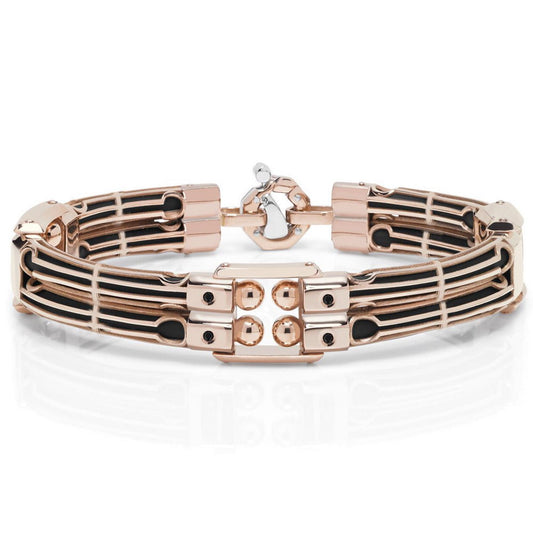 Baraka Kardano Bracelet BR275071RODN-08, a men's bracelet in rose gold and rubber set with diamonds