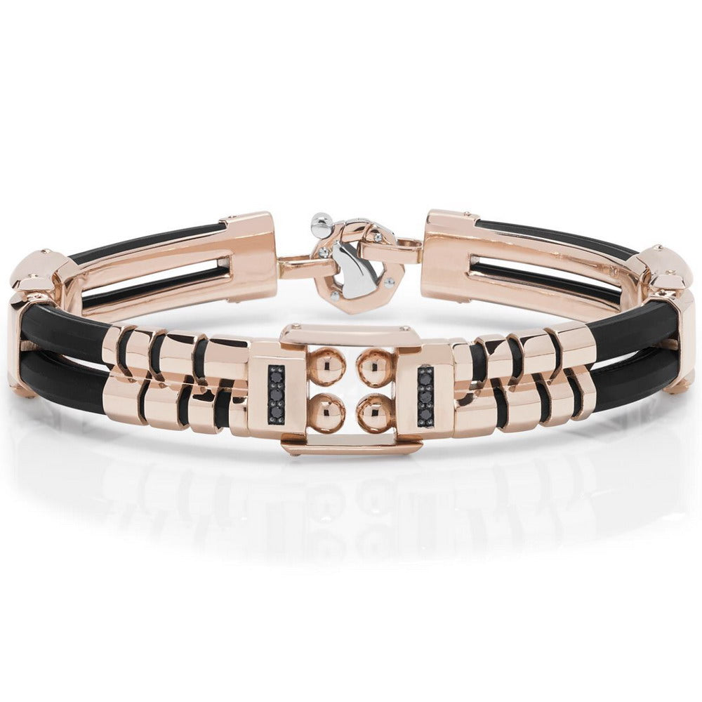 Baraka Kardano Bracelet BR275101RODN-13, a men's bracelet in rose gold and rubber set with diamonds