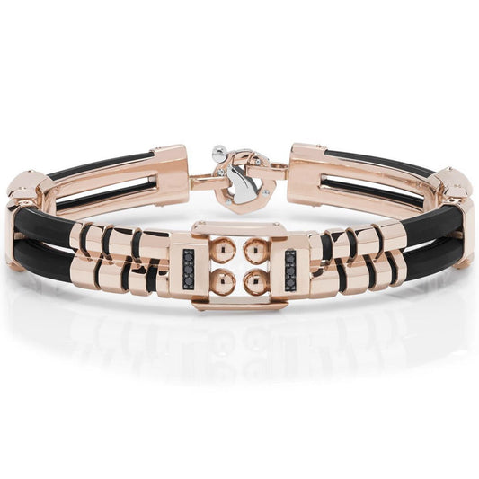 Baraka Kardano Bracelet BR275101RODN-13, a men's bracelet in rose gold and rubber set with diamonds