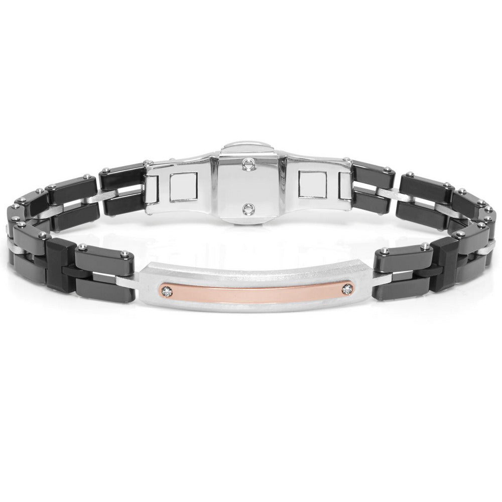 Baraka Mosaiko Bracelet BR281101RODB-03, a men's bracelet in rose gold and silver set with diamonds