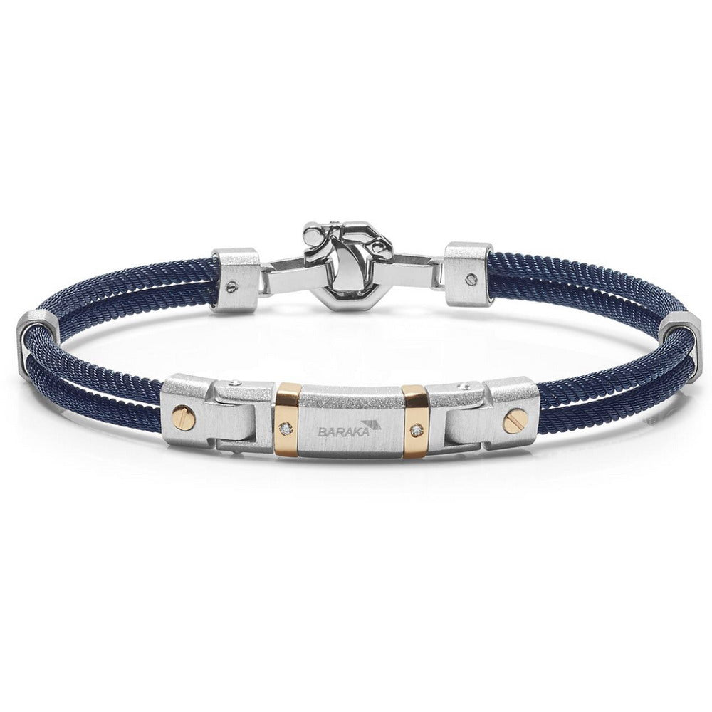 Baraka 316L Bracelet BR283061RODB-05, a men's bracelet in rose gold and silver set with diamonds