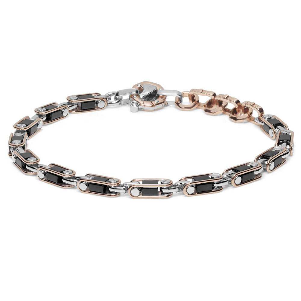 Baraka Cyborg Ceramic Bracelet BR291011RBCN-02, a men's bracelet in rose and white gold and black ceramic set with diamonds