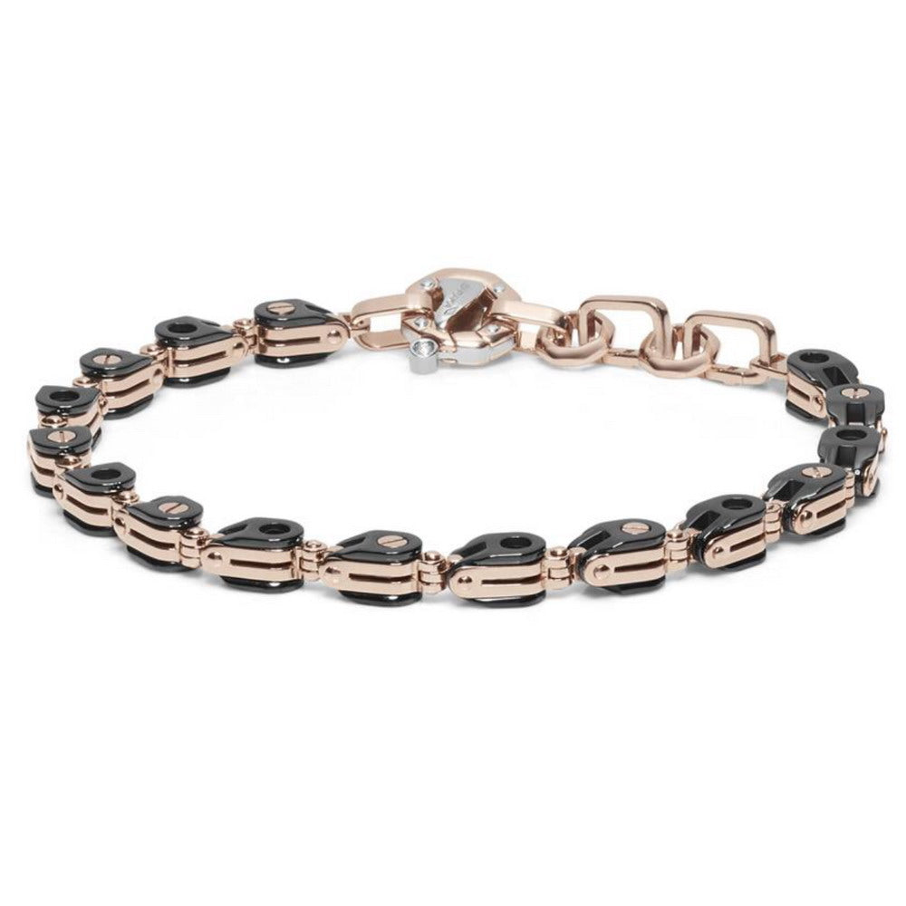 Baraka Cyborg Ceramic Bracelet BR291031ROCN-02, a men's bracelet in rose gold and black ceramic set with diamonds