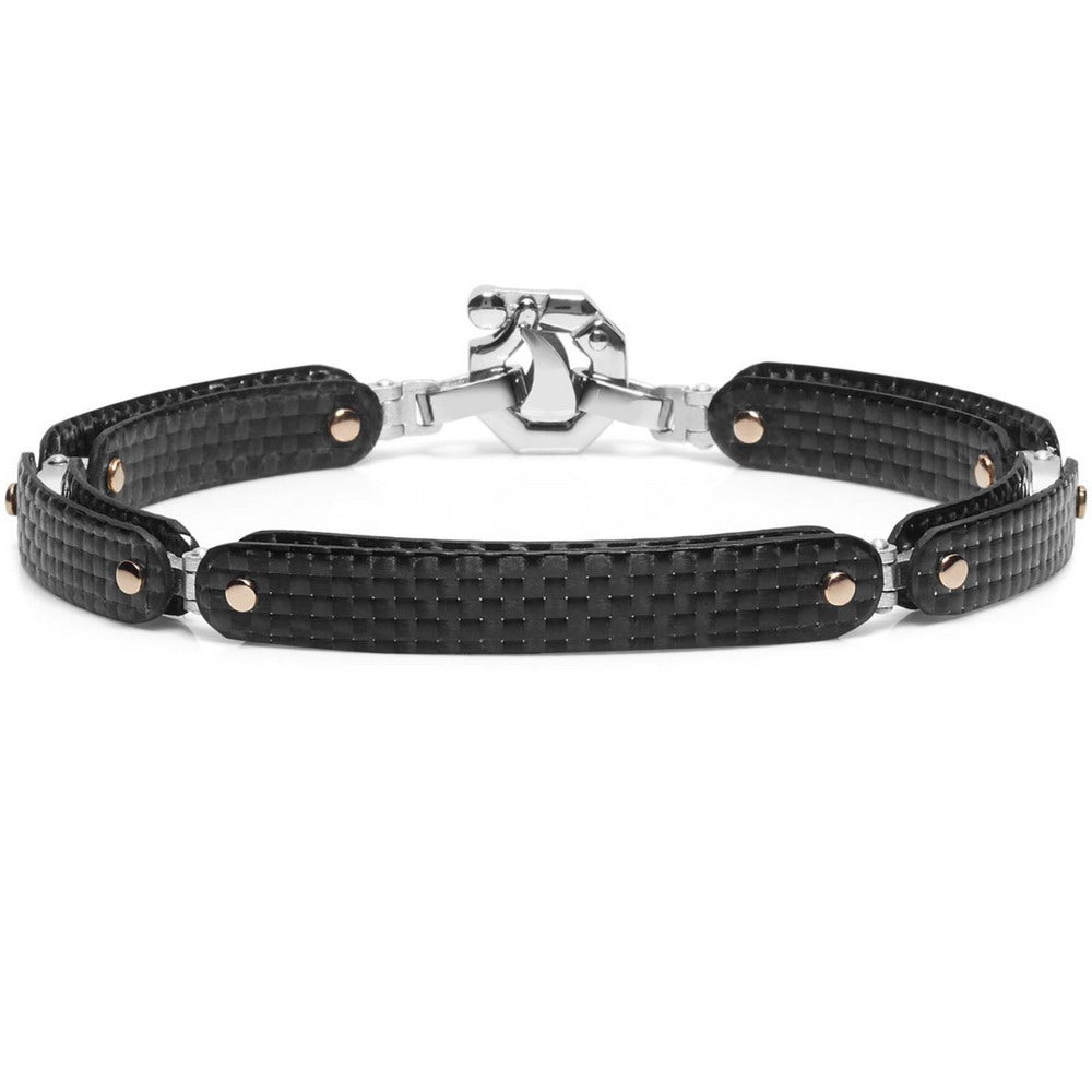 Baraka Fiber Bracelet BR291041ROCO-02, a men's bracelet in rose gold and silver set with diamonds