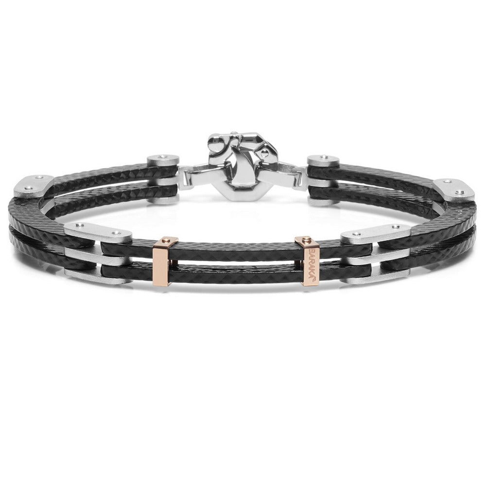 Baraka Fiber Bracelet BR291061ROCO-02, a men's bracelet in rose gold and silver set with diamonds