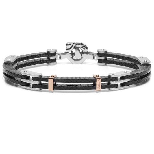 Baraka Fiber Bracelet BR291061ROCO-02, a men's bracelet in rose gold and silver set with diamonds