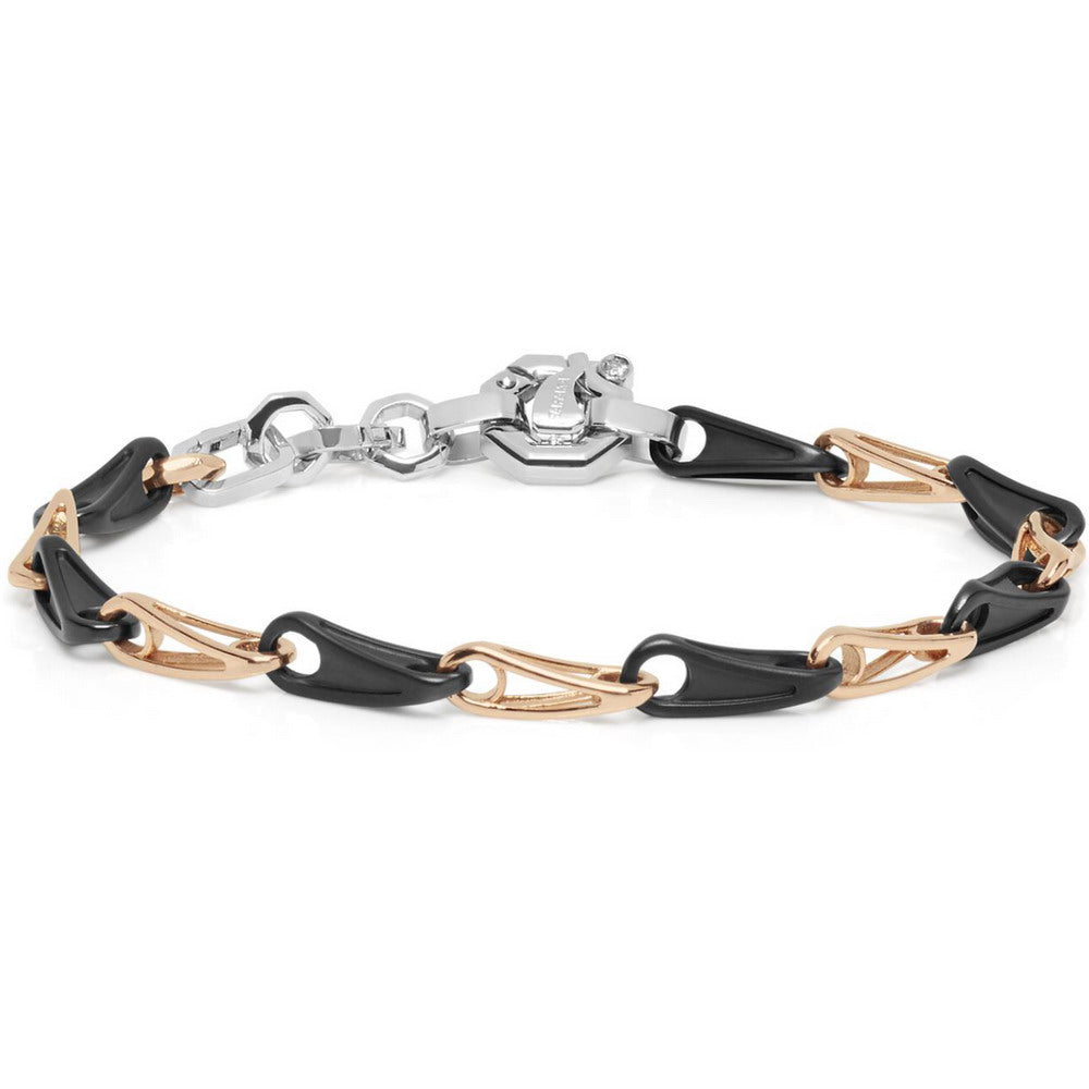 Baraka Cyborg Ceramic Bracelet BR292231ROCN-02, a men's bracelet in rose gold and black ceramic set with diamonds