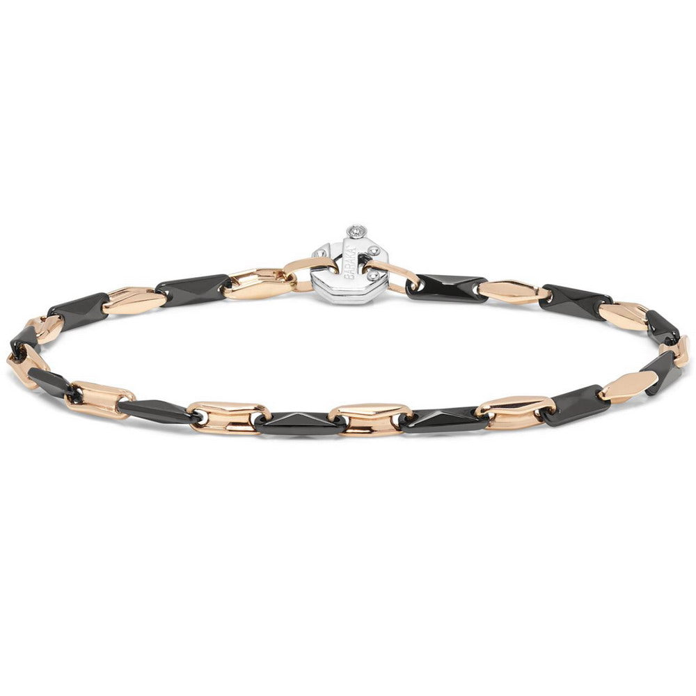 Baraka Cyborg Ceramic Bracelet BR293221ROCN-02, a men's bracelet in rose gold and black ceramic set with diamonds
