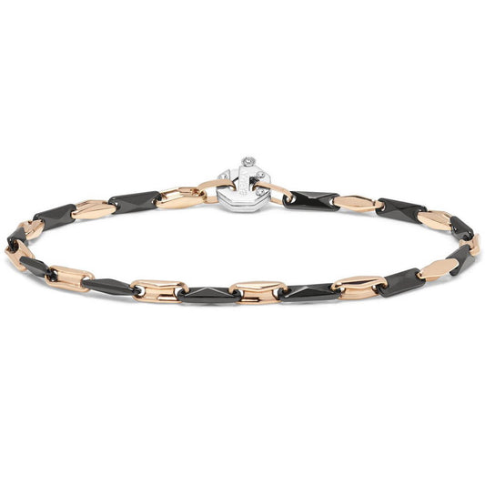 Baraka Cyborg Ceramic Bracelet BR293221ROCN-02, a men's bracelet in rose gold and black ceramic set with diamonds