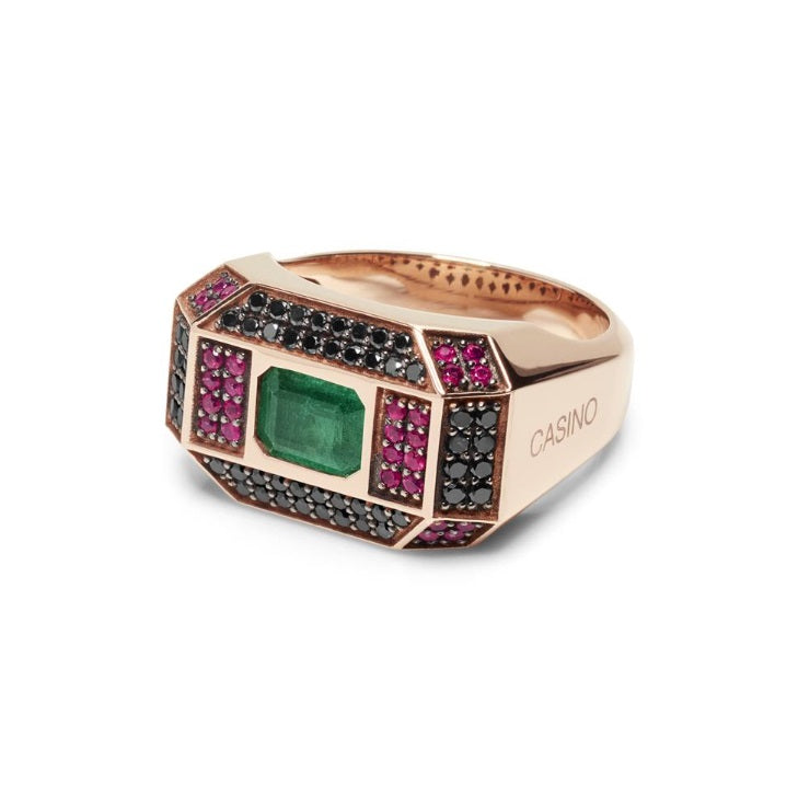 Baraka Casino Ring AN292341RODN-146, a men's ring in rose gold set with diamonds