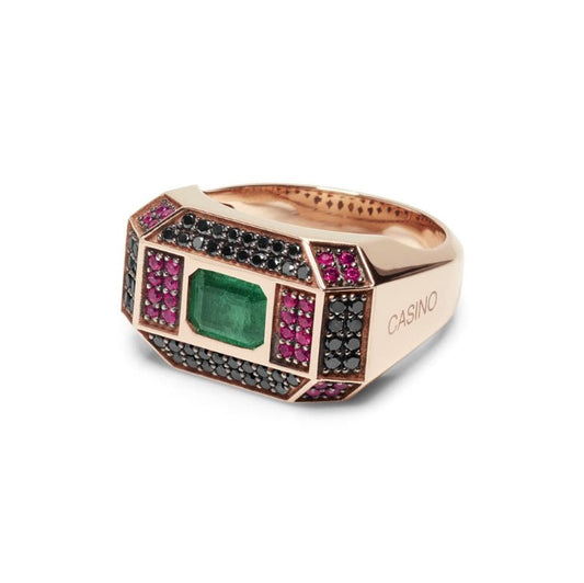 Baraka Casino Ring AN292341RODN-146, a men's ring in rose gold set with diamonds