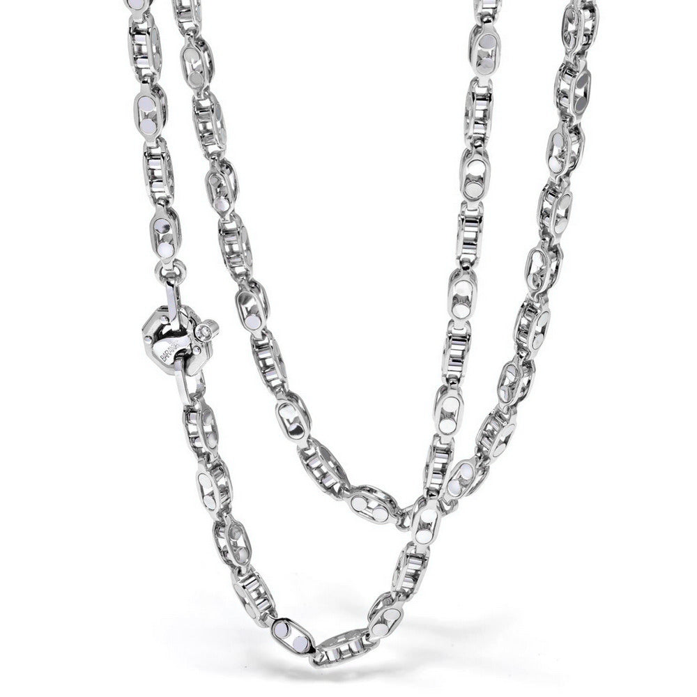 Baraka Ritmika Chain GC214771BILU-02, a men's chain in white gold set with diamonds